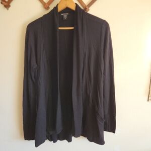 Athleta Black Open-Front Cardigan Sweater Modal Pockets Small